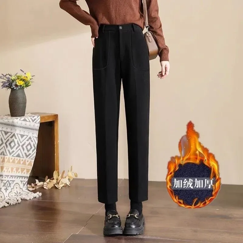 Forrado thiened queimado feminino outono inverno nova cintura alta emagrecimento nove pontos tamanho pequeno tt914