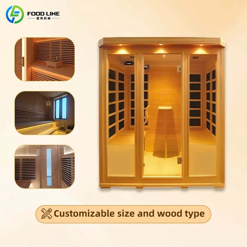 Steam Sauna Shower Combination Room Wood Sauna Room for Home 6 Person Barrel Sauna Room customize