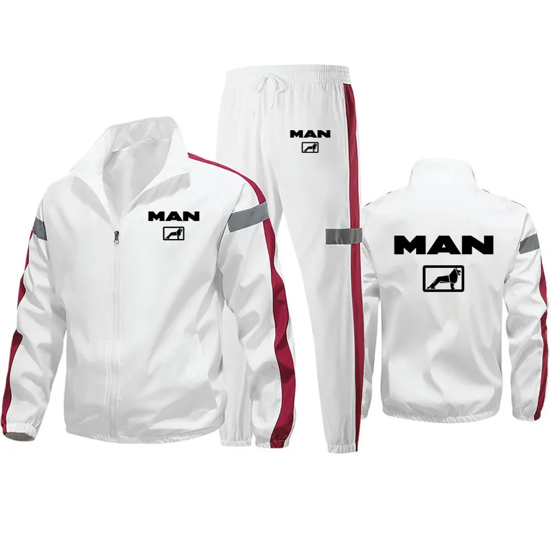 Men Truck MAN print Zip Hoodie+Pants 2-piece Set Fashion Sports Brand Men Casual Fitness Jogging Sportswear Suit