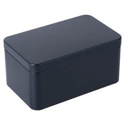 Rectangular Tinplate Box Mini Portable Tea Leaf Storage Container Candies Organizer Home Storage Box - 13x8x6cm (Black)