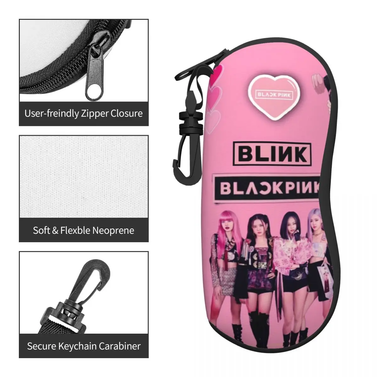 Blackpinks Kpop Sunglasses Soft Case Neoprene Zipper Shell Eyeglass Case Custom Protective Box For Glasses