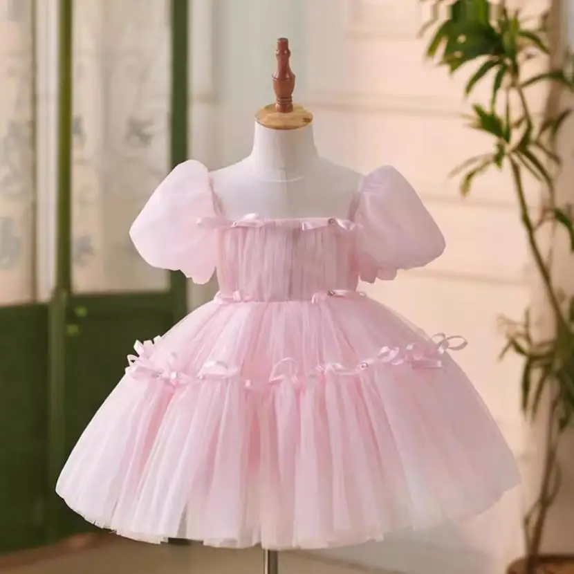 New Children's Princess Ball Gown Kids Host Wedding Birthday Baptism Formal Party Flower Girl Dresses A3882 Bridesmaid Dresses