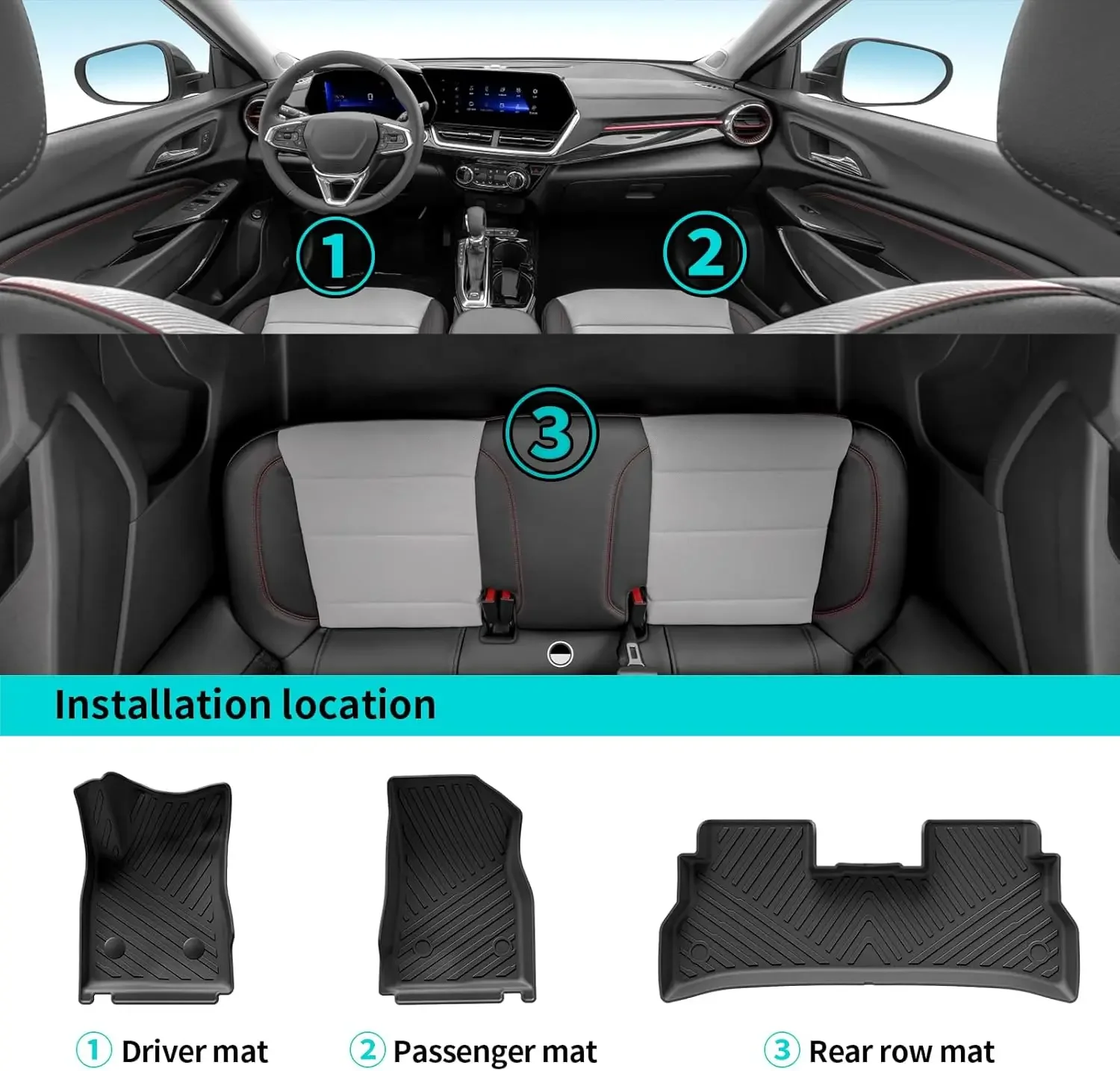 الحصير وسجادة أرضية لملحقات تشيفي تراكس لعام 2024 2025 جميع الأحوال الجوية بطانات أرضية TPE بطانة صندوق السيارة وسادة التمهيد الصف الأول والثاني المضادة للـ #2