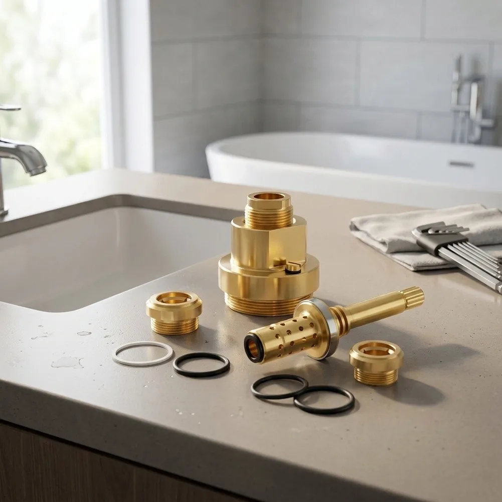 Shower Valve Repair Kit for Temptrol Systems Featuring Solid Brass Diverter Cartridge TA 10 Spindle TA 4 Seats and T 12A Cap