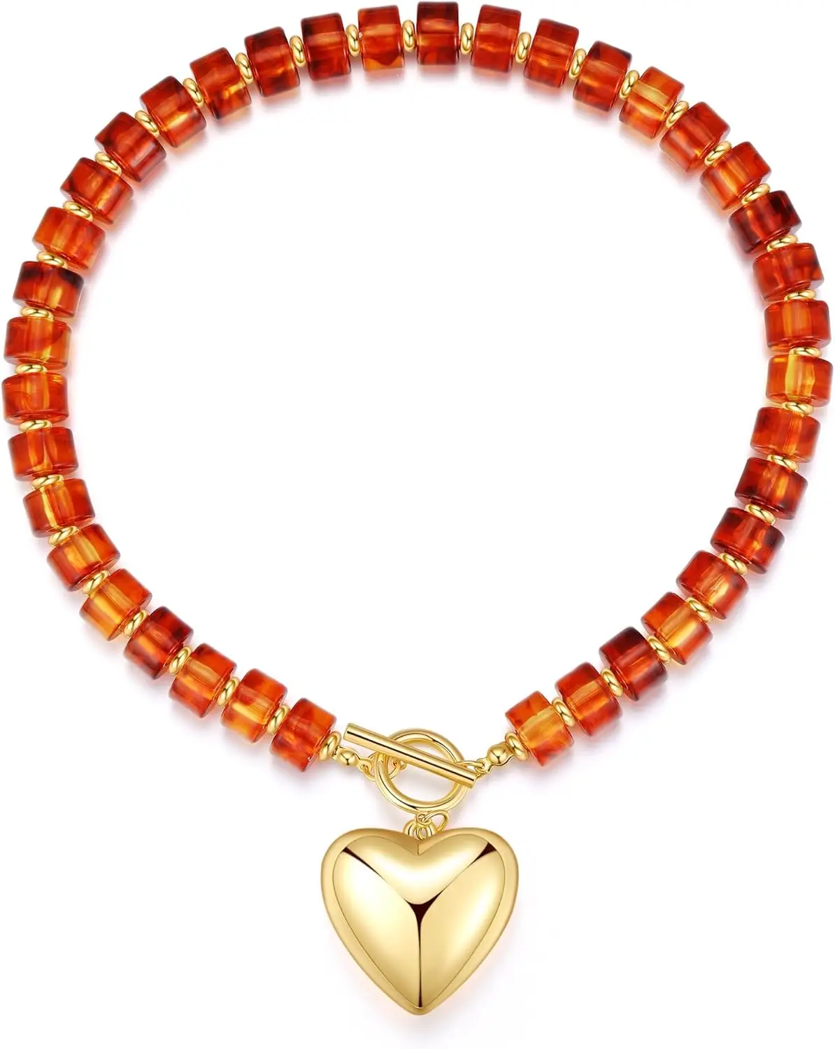 

Ожерелье Gzq Chunky Gold Heart для женщин, цепочка из акриловых бусин с объемным сердцем и регулируемой застежкой, идеально подходит для повседневной носки и вечеринок