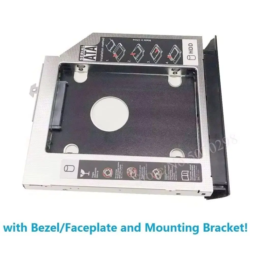 With Front Panel Bezel 12.7mm 2nd 2.5 SATA Hard Drive HDD Optical bay Caddy Frame Bracket for HP ProBook 6460b 6465b 6470b 6475b
