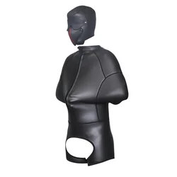 BDSM Rubber Body Suit Crotchless Pant Arm Bondage Set Dog Head Hood Men Sexy Costume Adult Game Alternative Sex Toys for Women