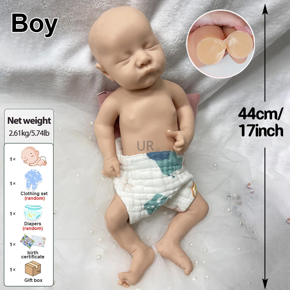 가득 차있는 부드러운 실리콘 재태어난 아기 소년 17 인치 페인트되지 않은 인형 예술가를 위한 생활적인 특징 주문을 받아서 만들어진 수집자 크리스마스 선물