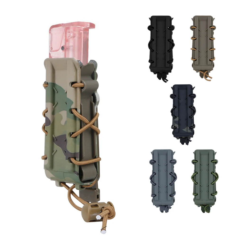 Elastic Rope Open Top Mag Pouch Universal 9MM/45PAC Camouflage Mag Pouches MOLLE Belt Bag Paintball Airsoft Gear