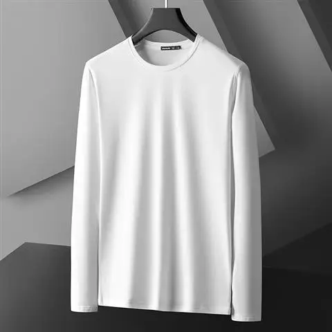 موضة تنفس الرجال مشروط كم طويل تي شيرت بلايز عادية تي شيرت أبيض ربيع الخريف 2025 جديد المتضخم تي شيرت الرجال الملابس