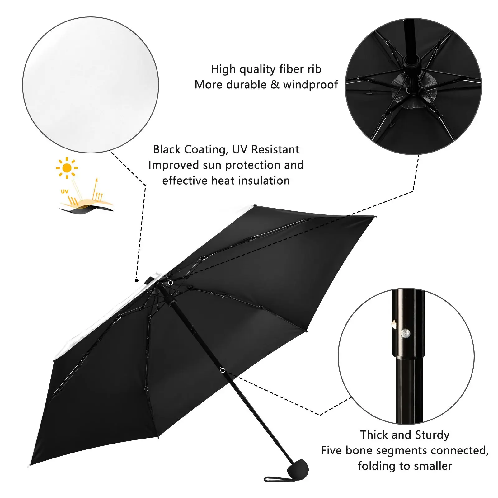 Lightweight Pocket Mini Umbrella Rain Women Anti-UV Sun Protection Five Folding Umbrella Custom Pattern Compact Portable Parasol