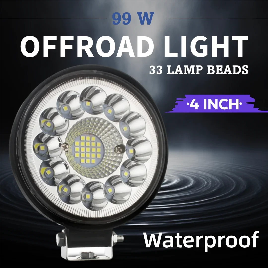 

4" 33LED Round LED Light Super Bright IP68 Waterproof Off Road Driving Lamp for Pickup Truck Jeep Auxiliary Fog Light