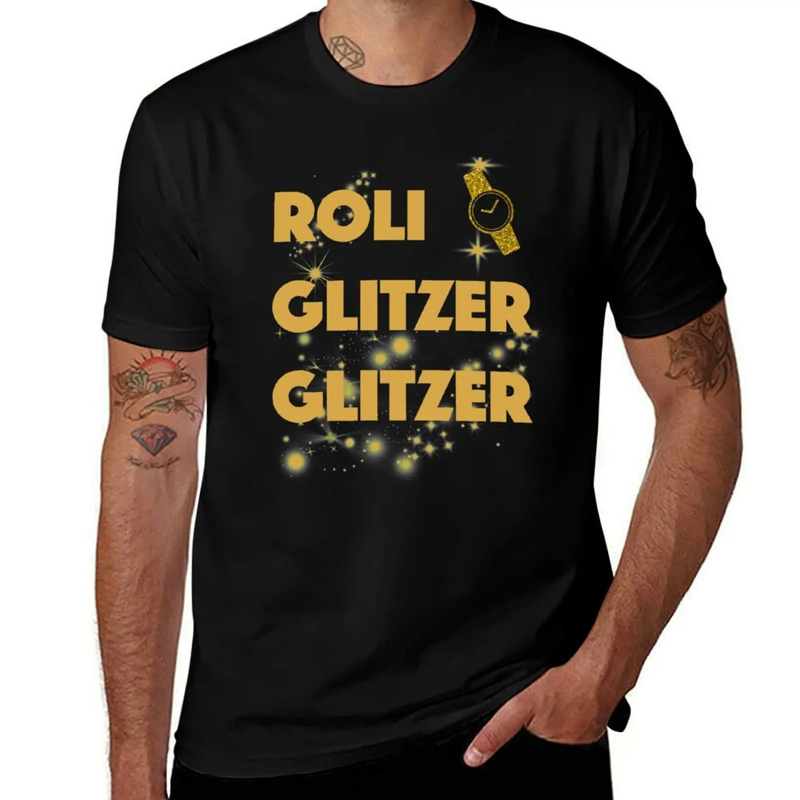

slim for shirts T-Shirt t man Glitter funny t shirts Watch Glitter cotton funny Roli T-Shirt t fit shirts man Gold