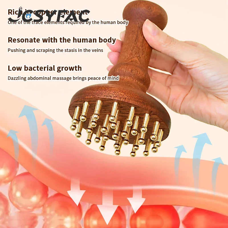 

Copper Head Massage Gua Sha Comb Long Wooden Handle Sturdy Meridian Point Massager Brush Durable Chinese SPA Gua Sha Tool