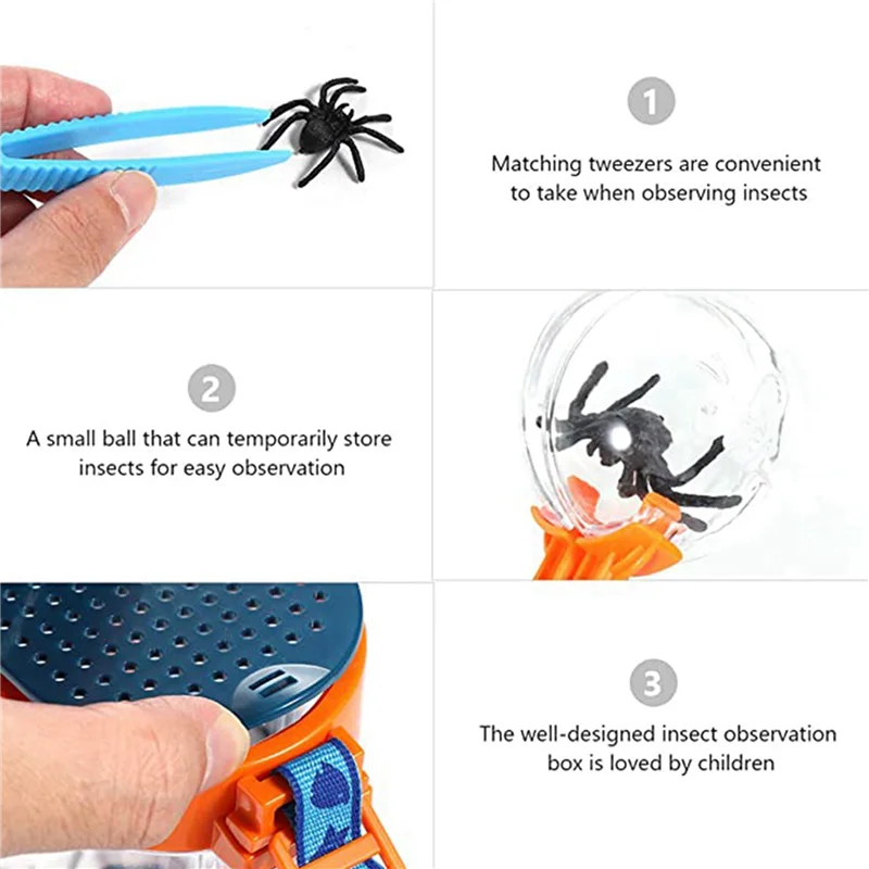 【BABY】 2X visionneuse d'insectes boîte à insectes en plein air loupe Kit d'observation Cage de capteur d'insectes enfants Science outils d'exploration de la Nature