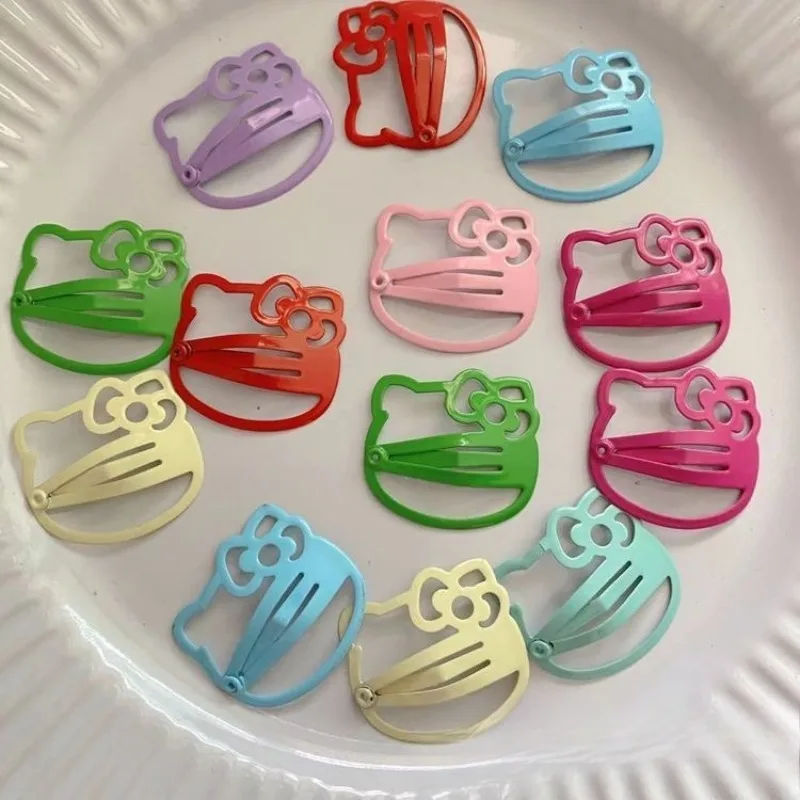 

10pcs Hello Kitty Hair Clip Kawaii Versatile Female Side Hairpin Shattered Female Decorative Desktop Ornament Gift Wholesale
