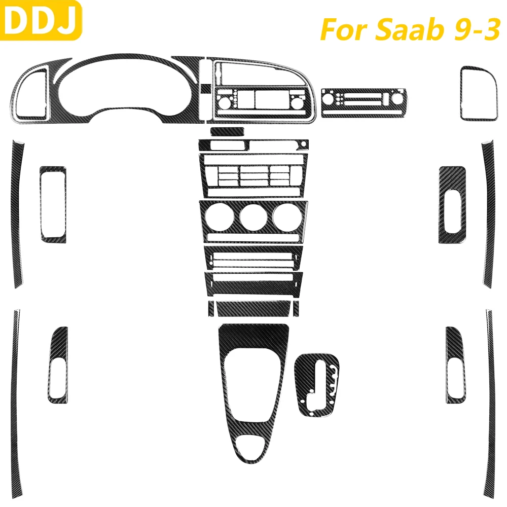 Soft Carbon Fiber Central Control Gear Shift Air Vent AC CD Kits Full Set Trim Cover For Saab 9-3 2003-2011 Interior Accessories