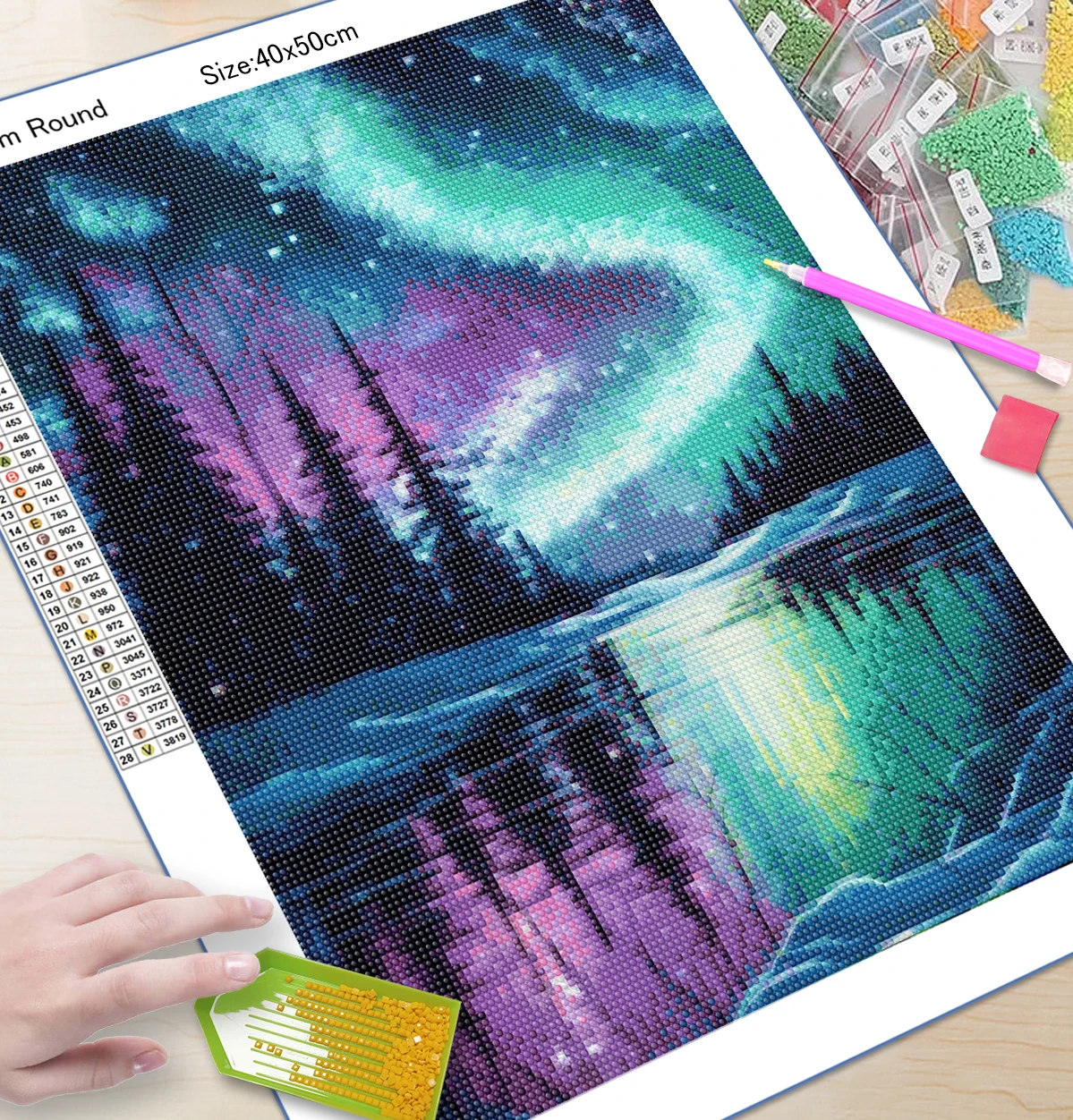 5d Diamond Art Painting Aurora Landscape Mosaic Embroidery Cross Stitch Set Full Round Rhinestone Diy Home Decoration Gif