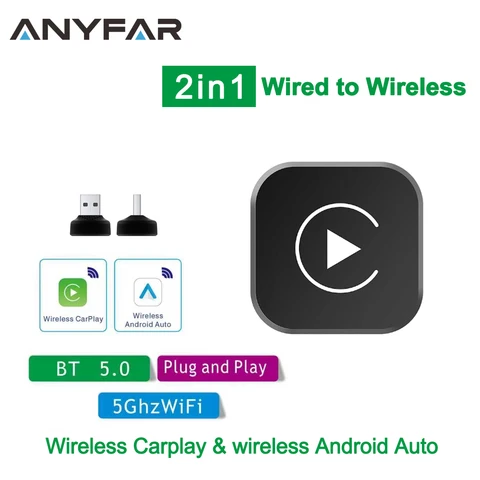 Миниатюрный Беспроводной Адаптер CarPlay 2-в-1: Ультра-беспроводной Android Auto AI Smart Box Для Умных Автомобильных Систем