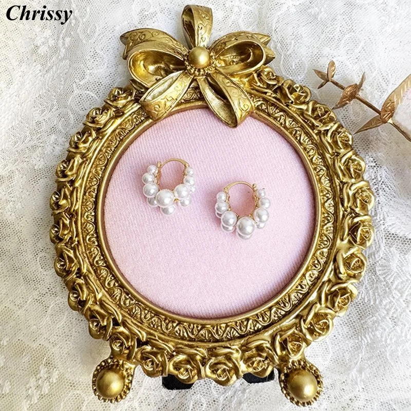 

Vintage French Inspired Pink Resin Jewelry Holder, Elegant Earring Necklace Display for Vanity Table, Live Streaming Prop