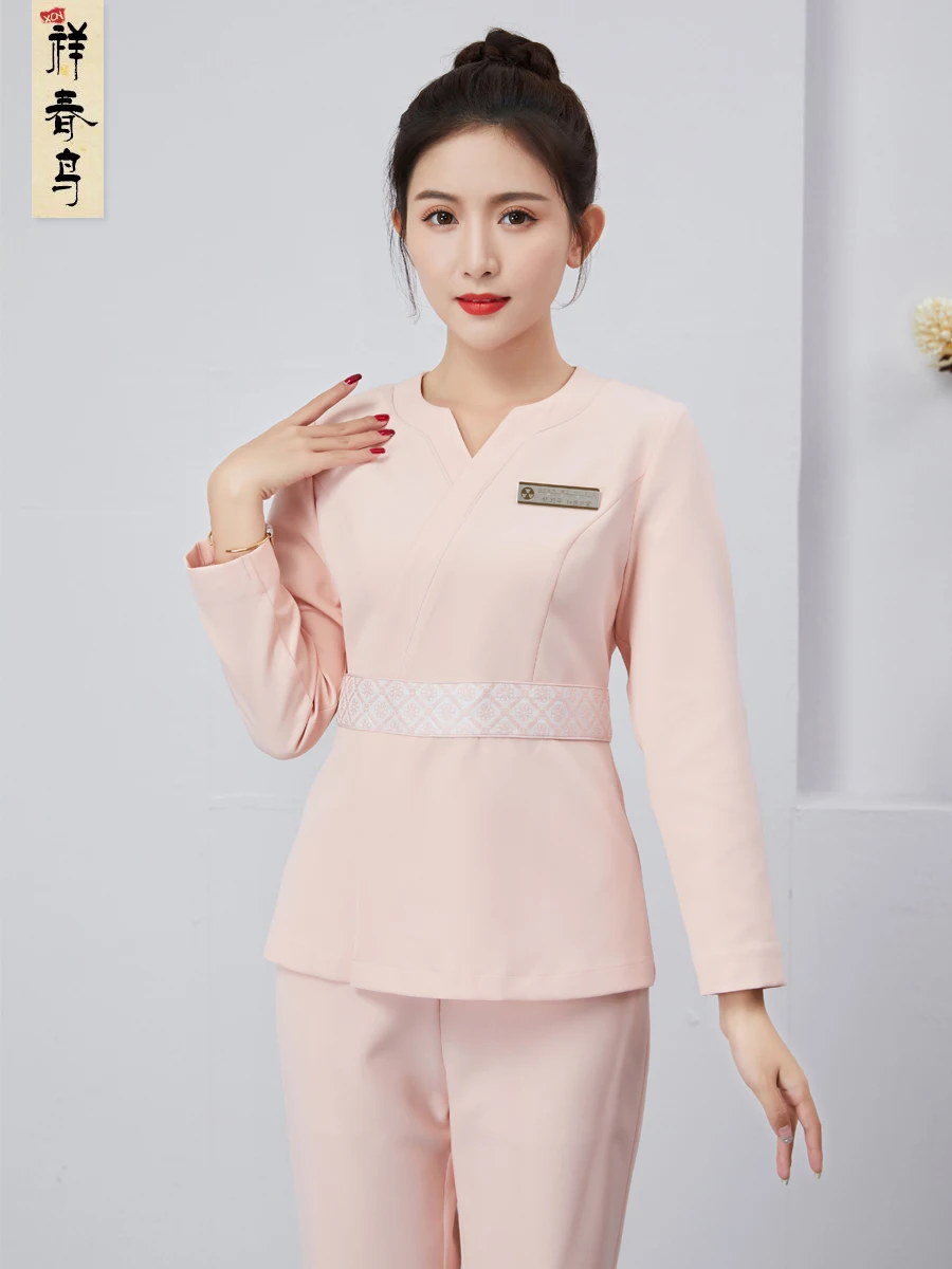 

Beautician Work Clothes Female Long-sleeved Autumn And Winter Hotel Health Beauty Salon Work Suit