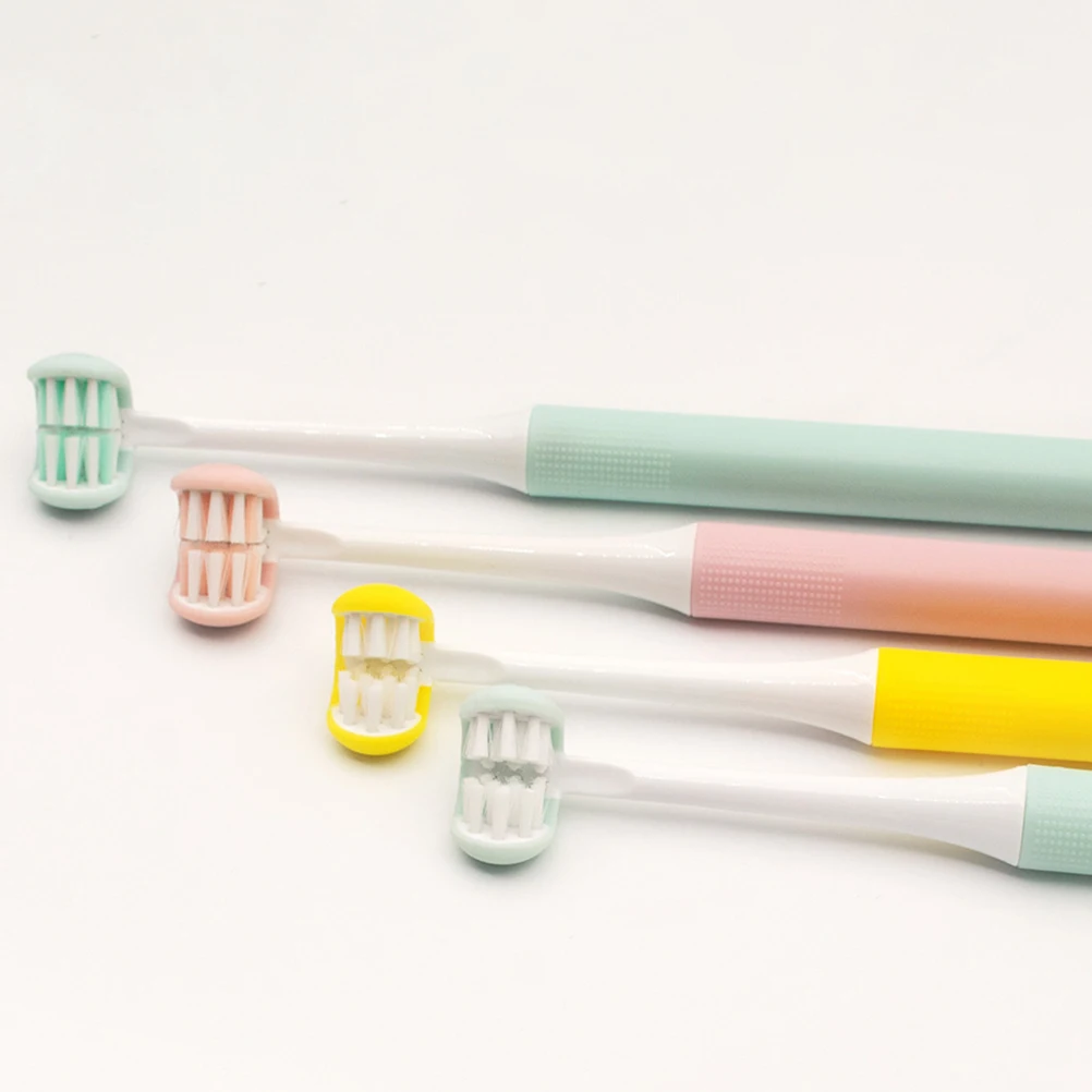 

3-Sided Toothbrush Heavy Duty Construction Comfort Grip Curved Handle Ideal for Thorough Teeth Cleaning Adult Oral Care Brush At