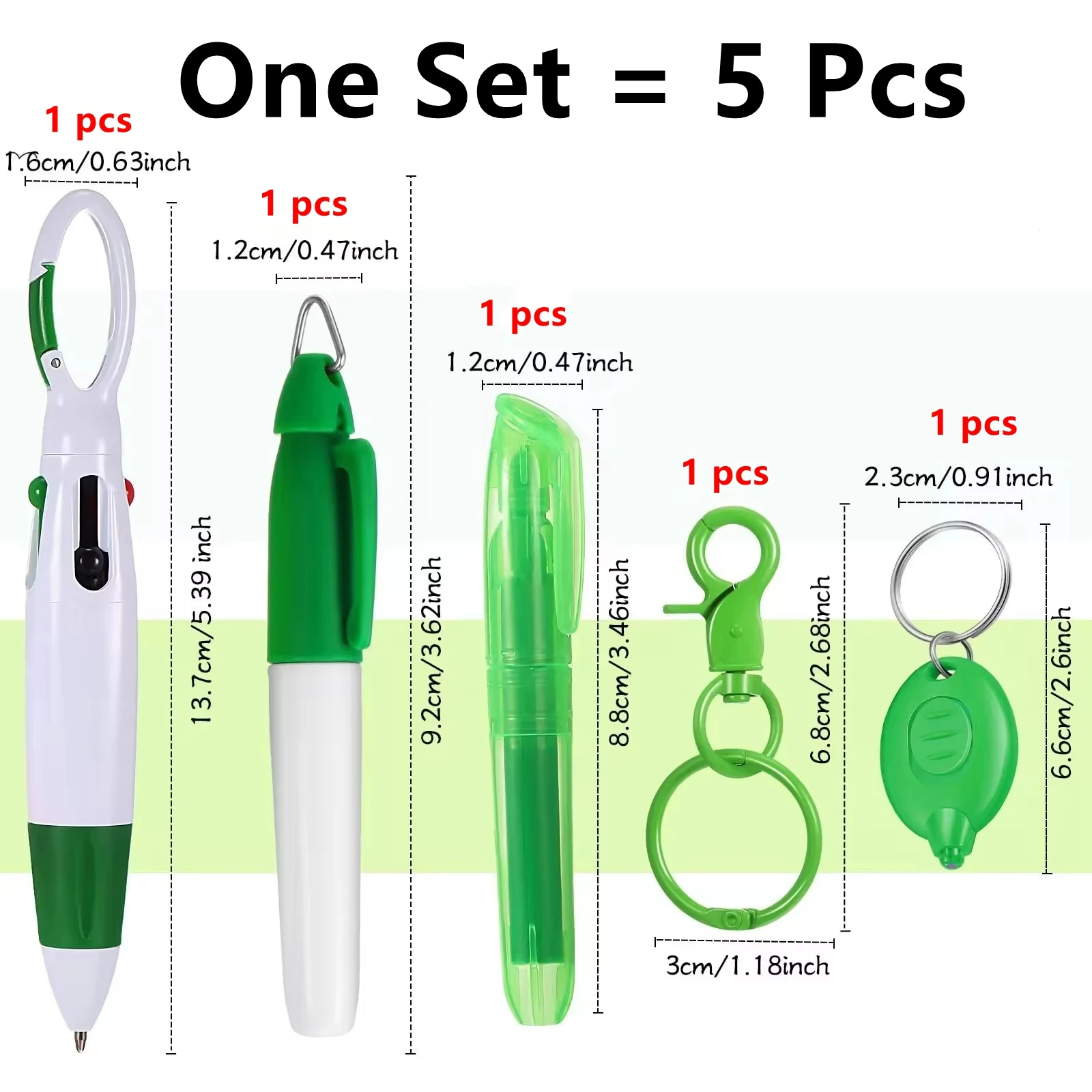 1 Set 5pcs Keychain Nurse Pen Set Keyring ballpoint pens led flashlight marker pens Multi