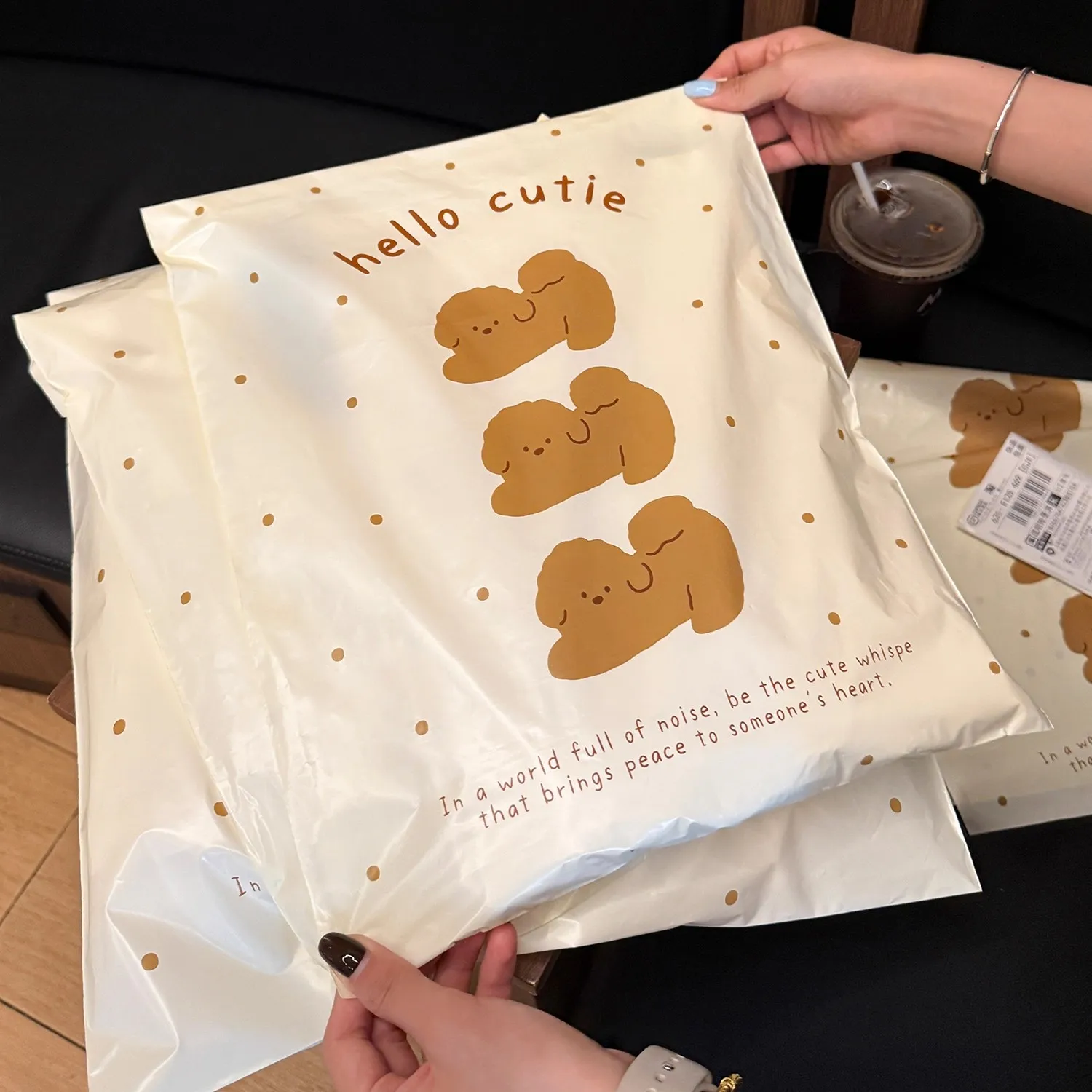 INPLUSTOP 50 個かわいい犬漫画輸送宅配袋セルフシール防水衣類ギフト靴バッグプラスチックエクスプレス保存袋