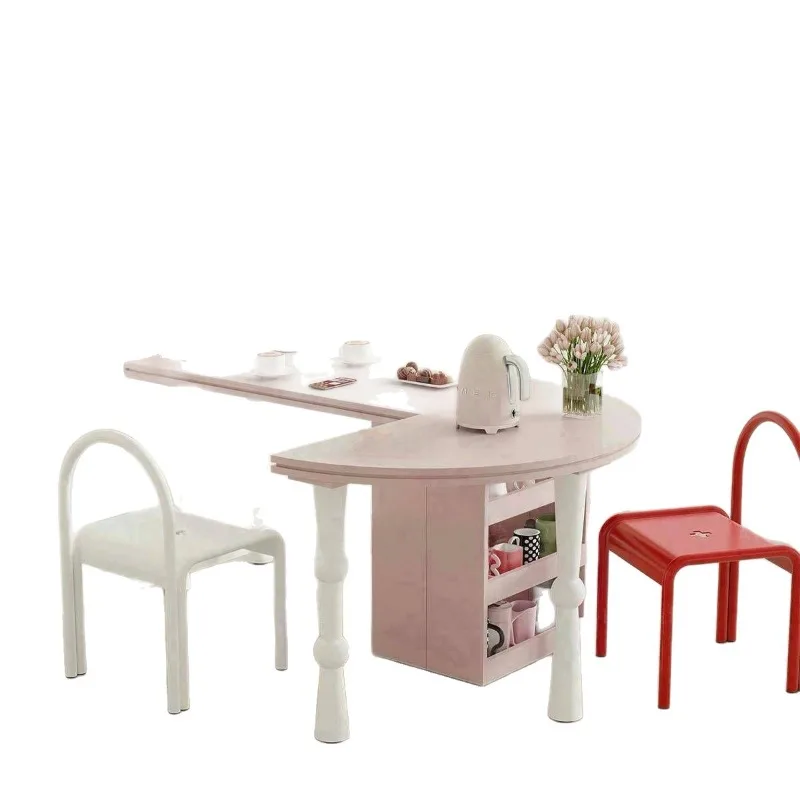 

Dopamine restaurant dining Rectangle Painting Semicircle art table Cream style furniture