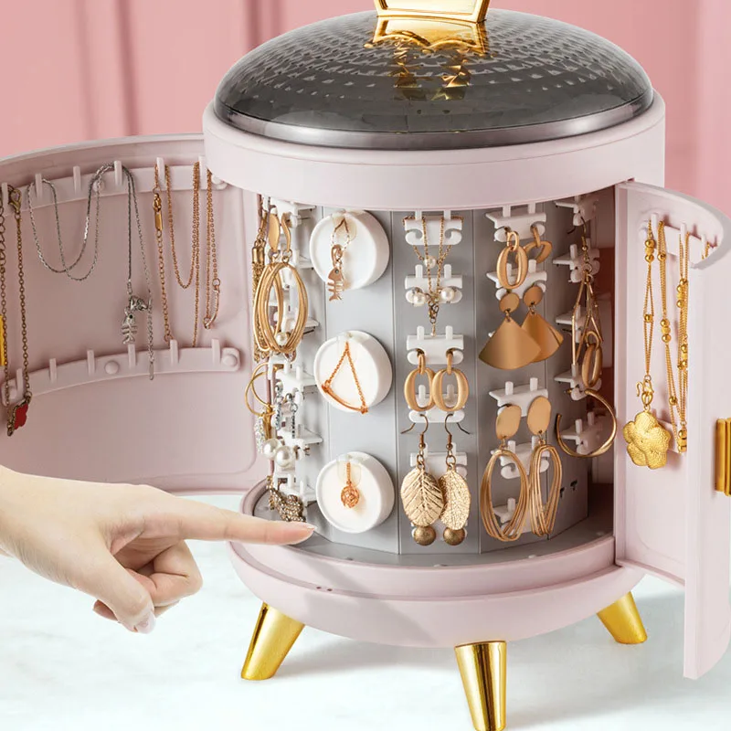 

Creative Luxury Jewelry Storage Box Large CapacityJewelry Organizer Ring Earrings Necklace Display Holder Dustproof Rotatable