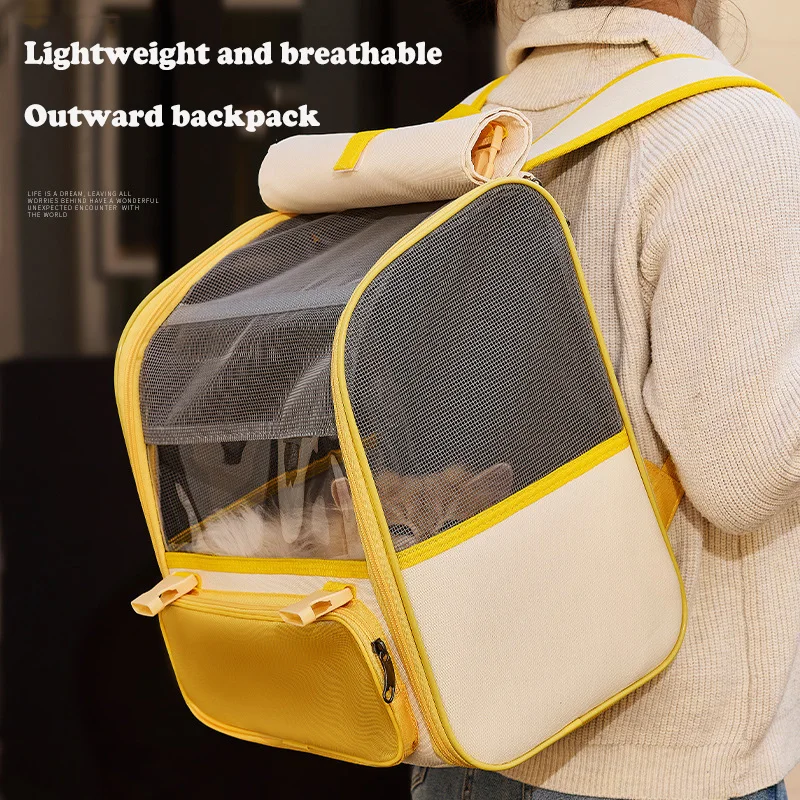 

Large Pet Backpack Carrier Oxford Fabric with Roll-Up Shade Side Door for 16lbs Cats Breathable Mesh Shoulder Bag for Travel