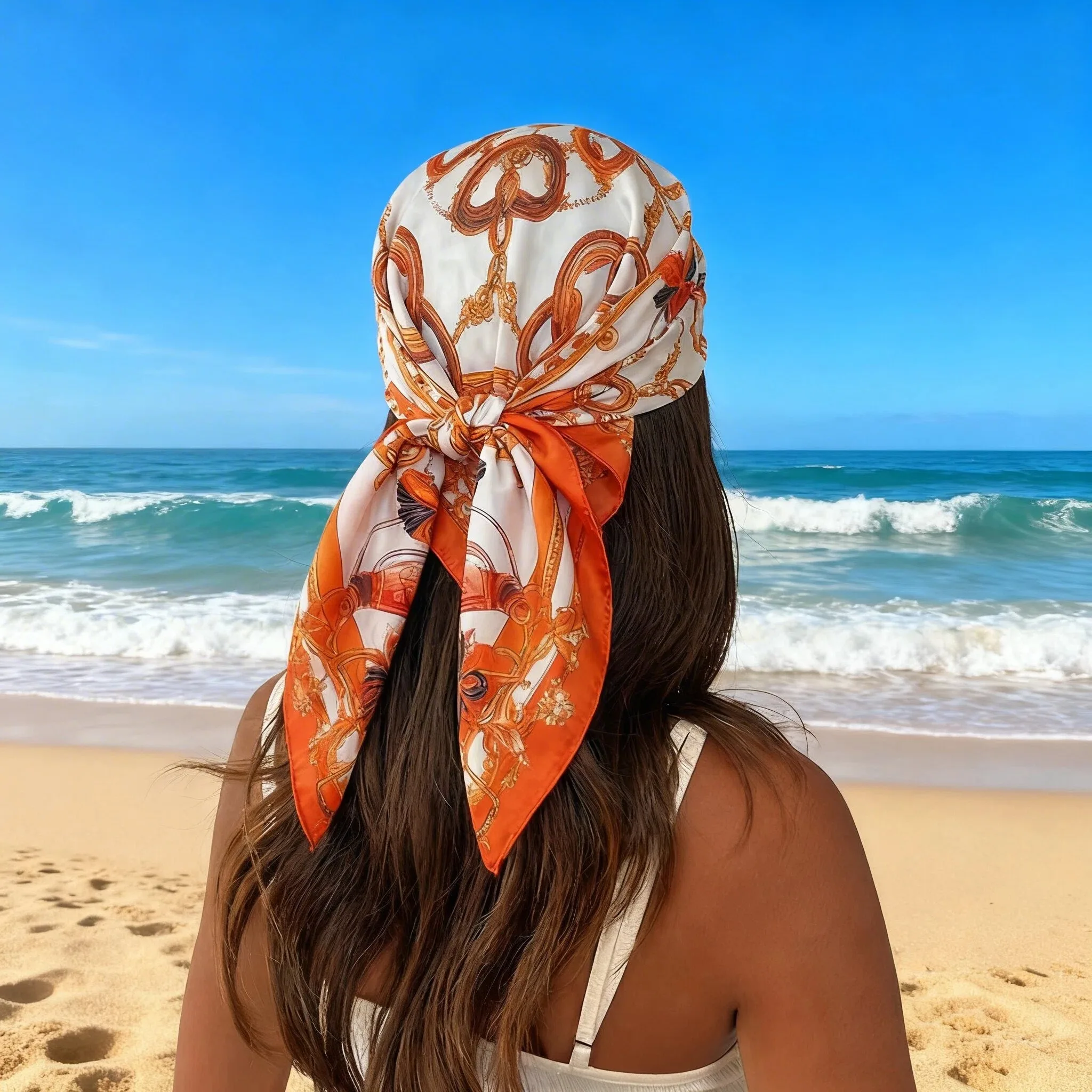 

2026 New Square Scarf for Women Fashion Ladies Satin Neck Hair Tie Bandana Female Foulard Beach Stoles Hijab Scarves