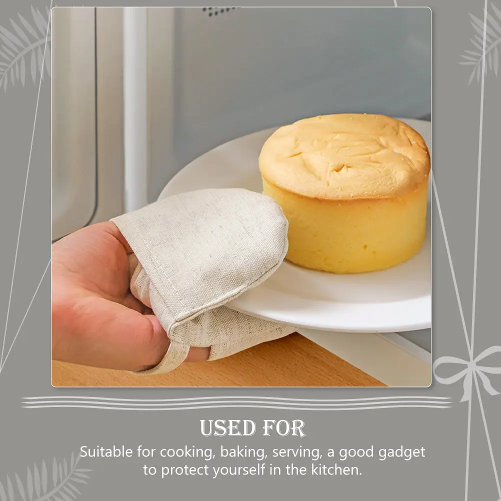 

Baking Mitts Insulation Glove Cotton Linen Oven Mitt For Microwave Baking Cooking Bbq Pot Handling Kitchen Tool