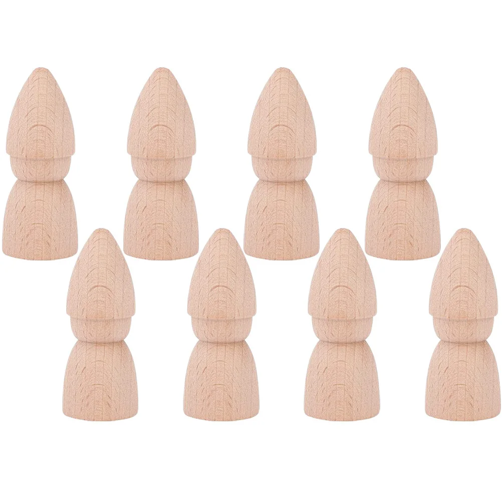 8Pcs Smooth Surface Unpainted Wooden Peg People DIY Handmade Decorative Adornments Unfinished Wooden DIY Graffiti