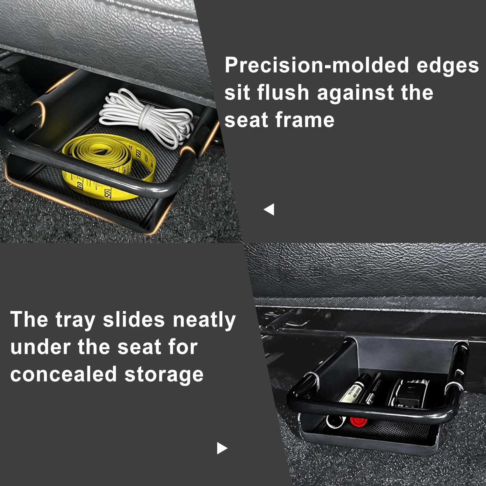 Für Jeep Wrangler JL JLU 2018-2025 & Gladiator JT 2020-2025 Versteckter unterer Stauraum-Ablagefach, Organizer für die Vorderseite unter dem Sitz – Detail 4