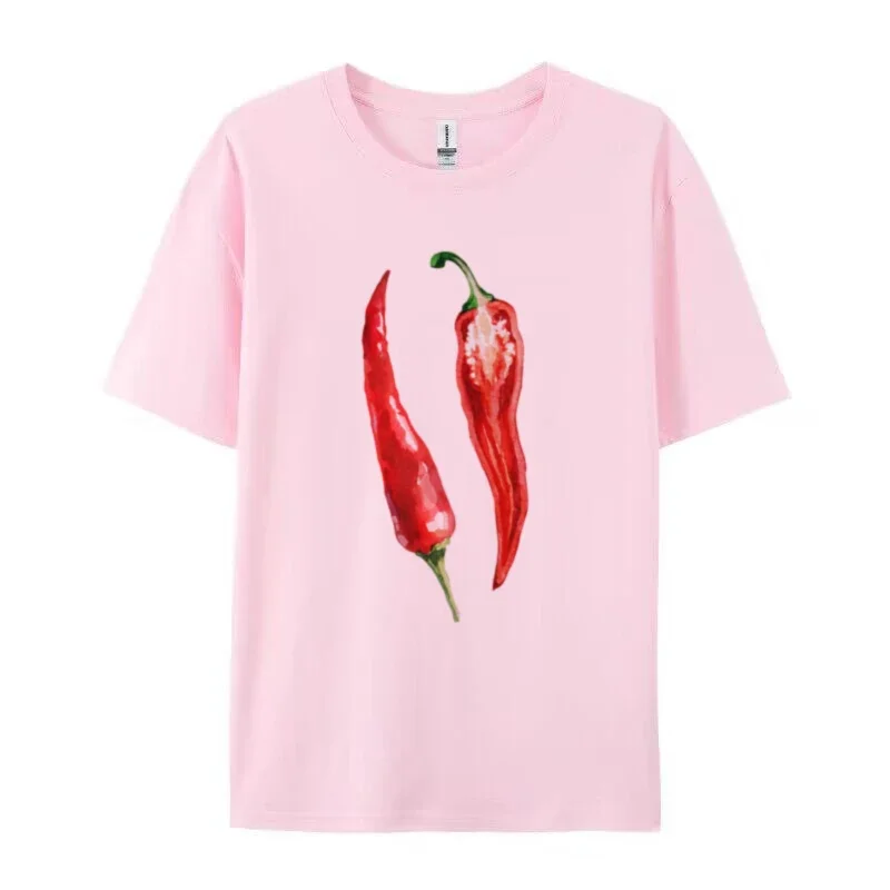 Y2k Aesthetic Oversized Chili Pepper T-Shirt Cute Vintage Foodie Graphic Tees Egirl Grunge Streetwear Top Women Fashion Clothing