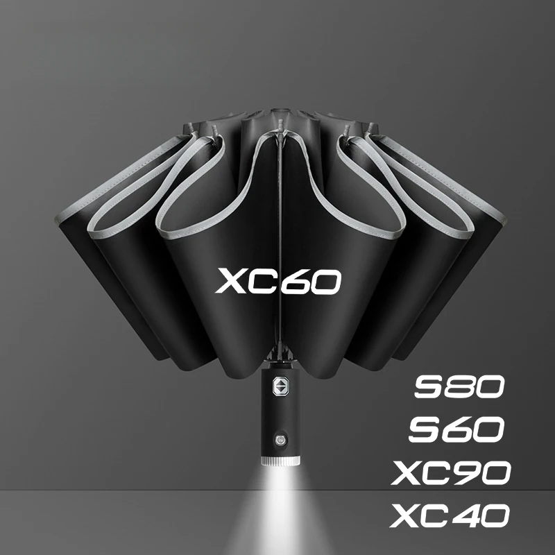 Accesorios de Interior de coche, paraguas plegable portátil para Volvo Xc60 Xc90 V40 V60 S60 V50 V90 S80 C40 XC40 V70 XC70 C30 C70