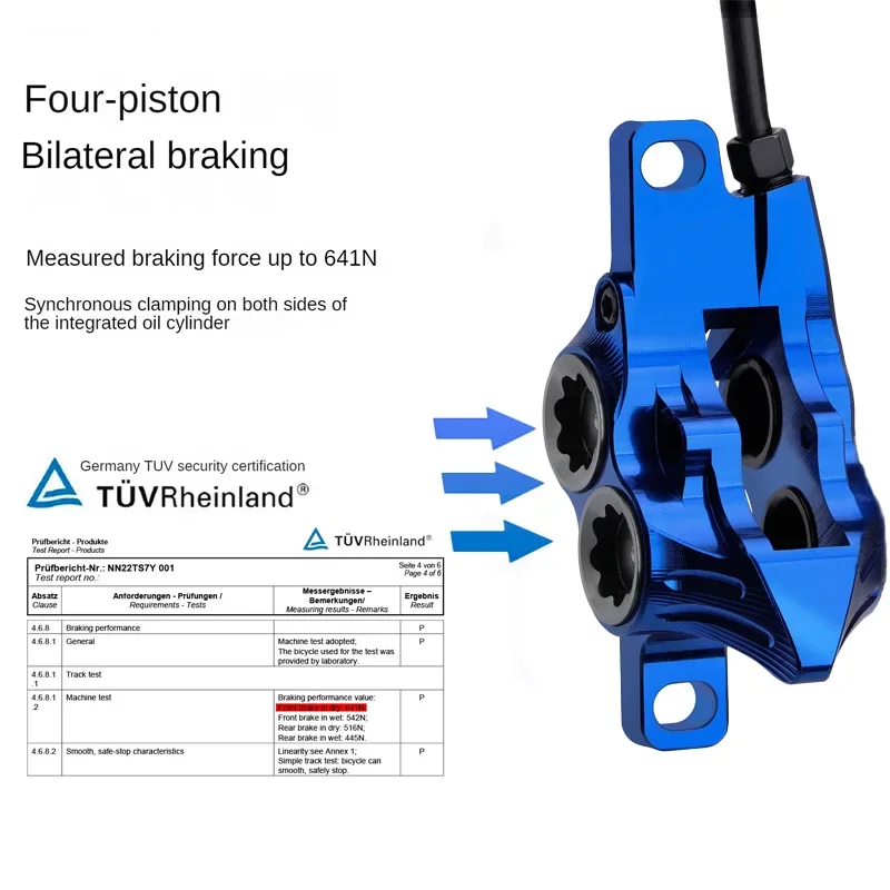IIIPRO MTB Bike Hydraulic Disc Brake 4 piston mtb brakes Mountain Bike Oil Disc Brake CNC High end Disc Brake Rear Split