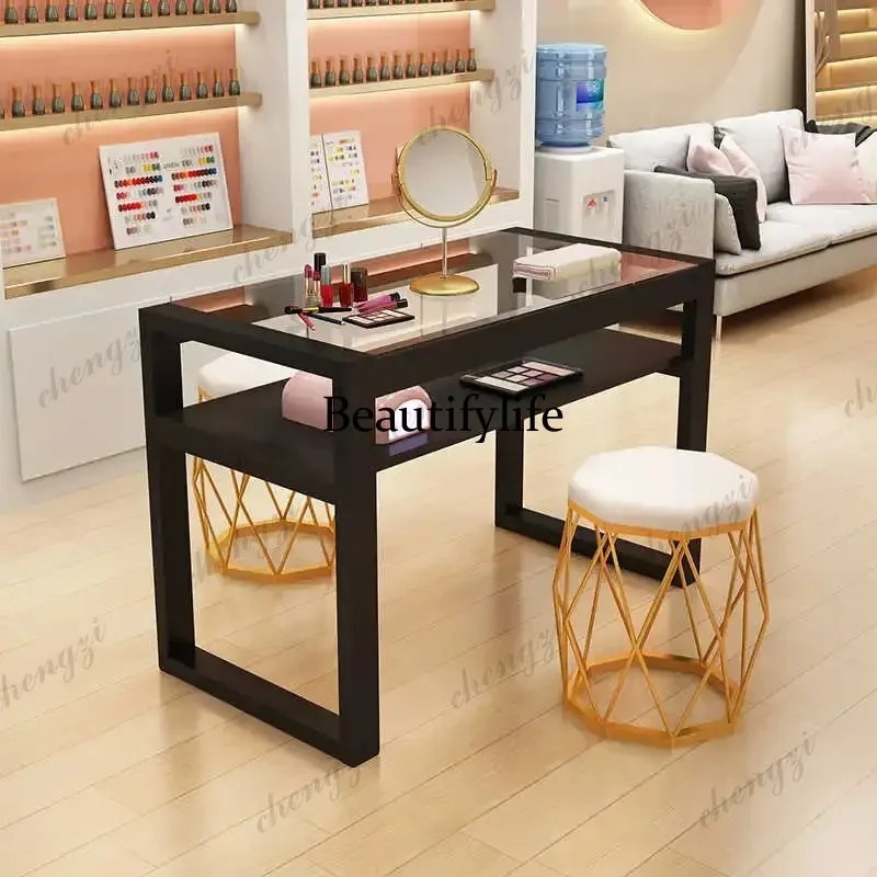 F181 Nordic Minimalist Nail Desk Trendy Premium Elegant Aesthetic Nail Desk Neat Classic Table Manucure Ongles Salon Furniture