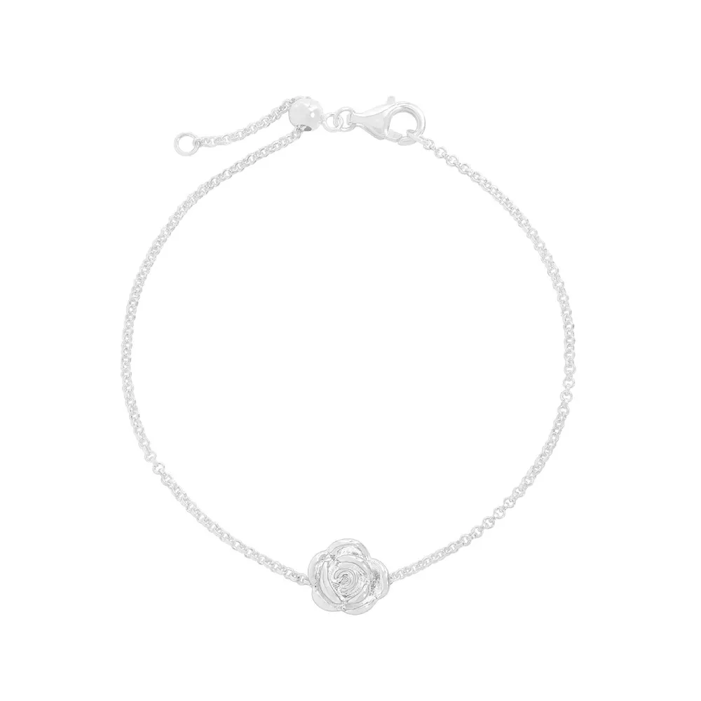 

Очаровательный браслет с розой для женщин S925, ювелирные изделия из чистого серебра, модные универсальные цветы, регулируемые изысканные серебряные украшения