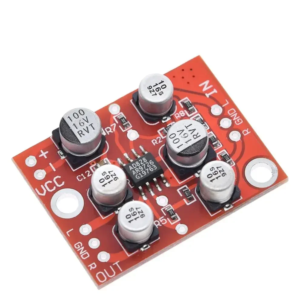 2PCS  DC 5V-15V 12V AD828 Stereo Preamp Power Amplifier Board Preamplifier Module