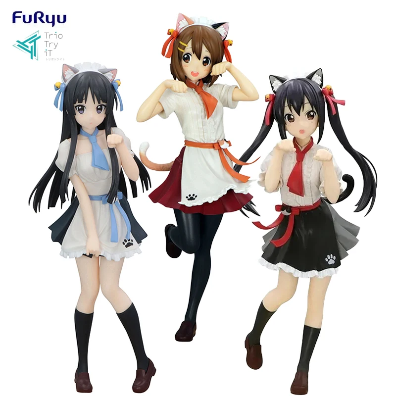 

FuRyu Trio-Try-iT K-ON! Akiyama Mio Hirasawa Yui Nakano Azus ~ Cat Ear Ver.~ ПВХ 21 и 22 см аниме фигурки модель игрушки