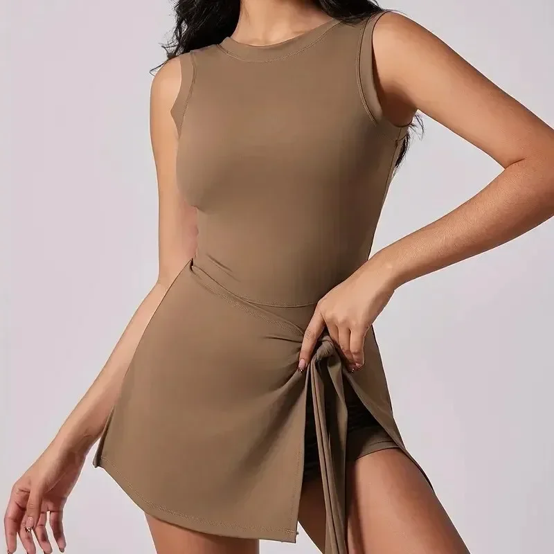 

Sporty Slimming Tennis Skirt Yoga Fitness Casual Tight Dress Cross-Border Anti-Light Binding Band Women's Sportswear