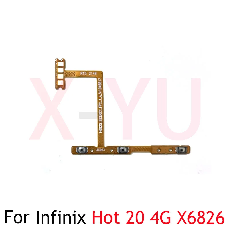 For Infinix Hot 20 20S 30 30i Play NFC X6826 X6827 X6831 X6835 X666 X669 Power On Off Switch Volume Side Button Flex Cable