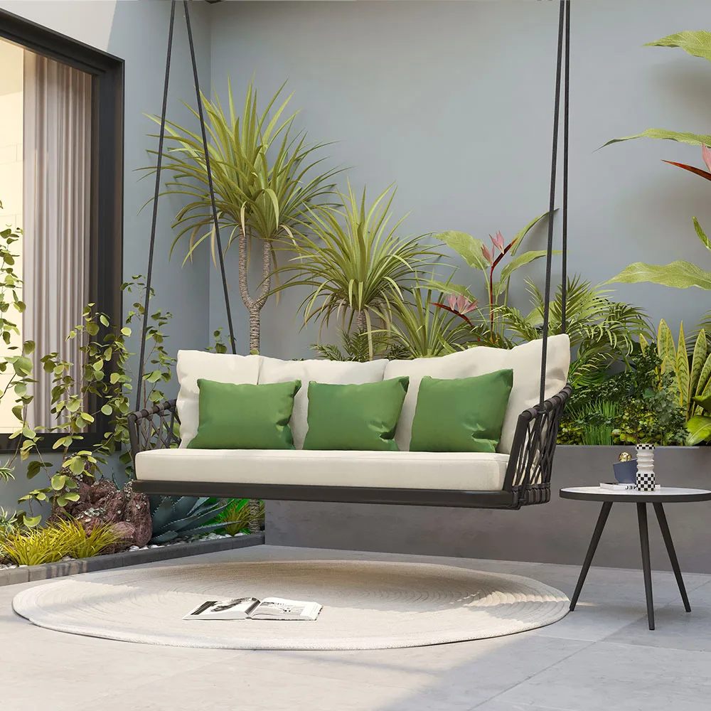 *Y- Aluminum Rope Woven Porch Swing Chair Single, Double & Triple Size, Factory Wholesale Custom Swing for Resorts & Hotels