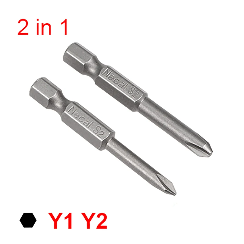2pcs 1/4 인치 육각 생크 Y 유형 드라이버 키트 Y1 Y2 마그네틱 헤드 스크류 드라이버 비트 S2 스틸 스크루 드라이버 세트
