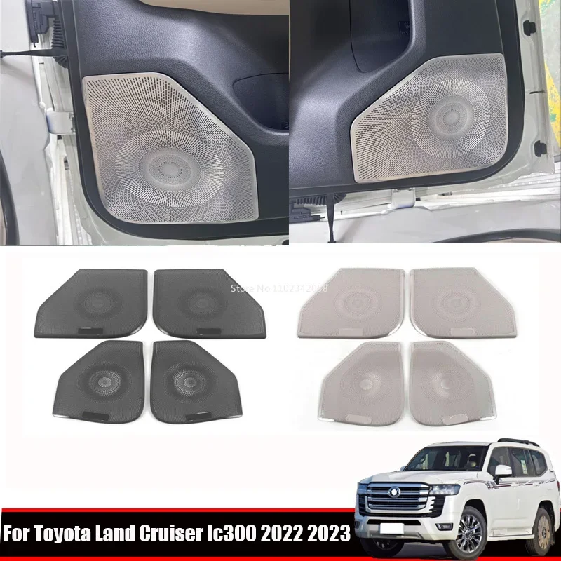 

For Toyota Land Cruiser 300 LC300 2022 2023 2024 Car Speaker Cover Stainless steel 4 Door Loudspeaker Sound Pad Trim Accessories