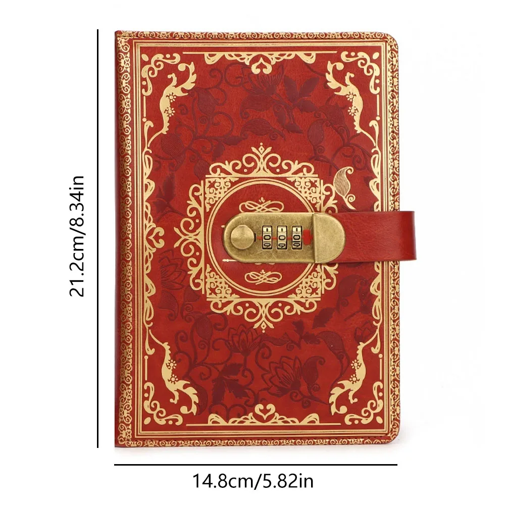 1PC A5 Retro Digital Password Notebook Journal with Lock Pu Leather Combination Lock Persons Privacy