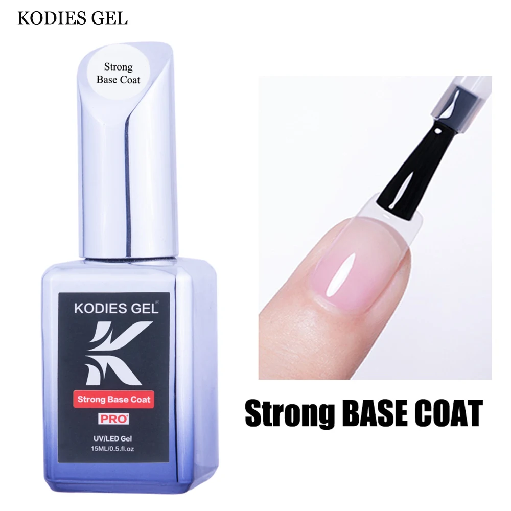 

KODIES GEL Stay Strong Base Coat Gel Varnish 15ML Semi Permanent UV Gel Nail Polish Shine Top Coat Clear Manicure for Nails Art