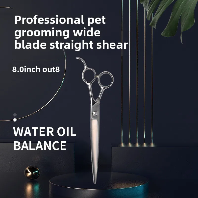 

8-inch Pet Straight Scissors, Professional Grooming Scissors For Large Cuts, Opening Type Shears For Groomers & Pet Stores